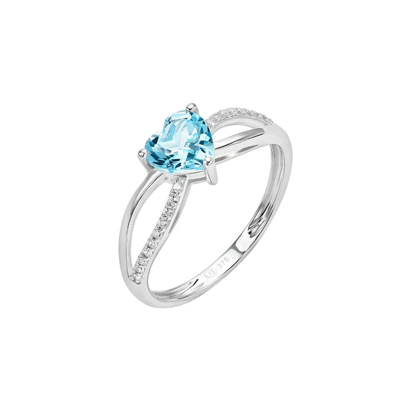 Anello Stroili Solitario Cuore Oro Bianco 9 KT Topazio Sky Blue 1413195