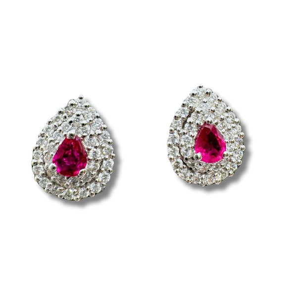 Orecchini Iannelli Handmade con Rubini Taglio Goccia e Doppio Contorno di Diamanti OR3310X