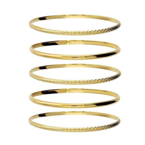 Bracciale Etrusca Set 5 Bangle Lucidi e Martellati WSET00951.YG