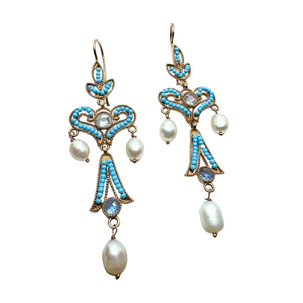 Orecchini Kolie Pashà in Argento con Pasta Turchese, Perle E Topazio OR PASHA 01T