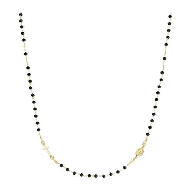 Collana Amen Rosario Girocollo Dorato Con Cristalli Neri CROGN3