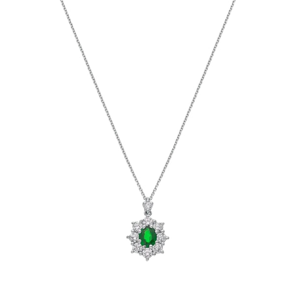 Collana Golay in Oro Bianco con Pendente con Smeraldo Naturale Taglio Ovale ct. 0,24 e Diamanti ct. 046 GCLC461DSM54