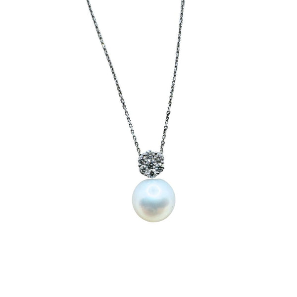 Collana Giorgio Visconti con pendente con Perla d'Acqua Dolce mm 8/8,5 e Fiore con Diamanti GBX36447D
