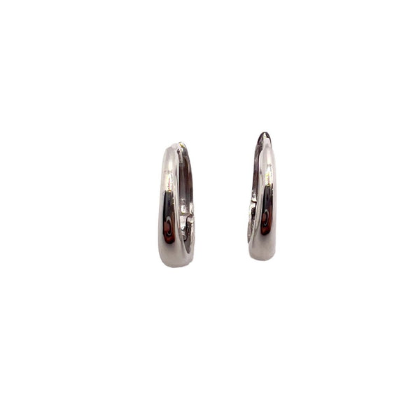 Pendientes de aro con cierre de presión en oro blanco de 18 kt y diámetro de 1 cm.