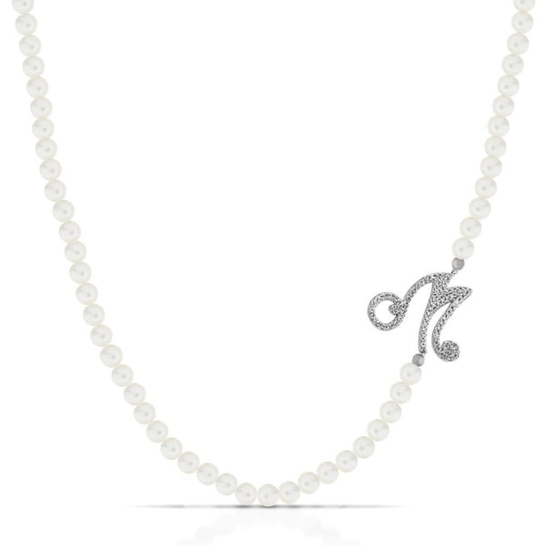 Marcello Pane Necklace with Pearls and Initial M