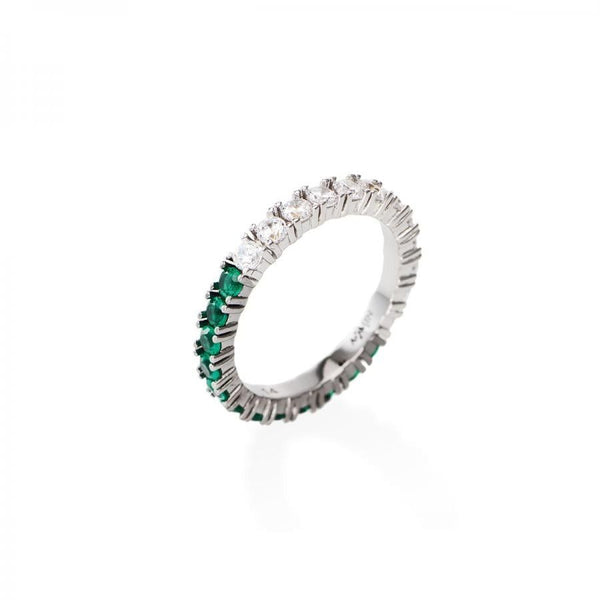 Anello Amen Veretta Con Zirconi Bianchi E Verdi RBNBV