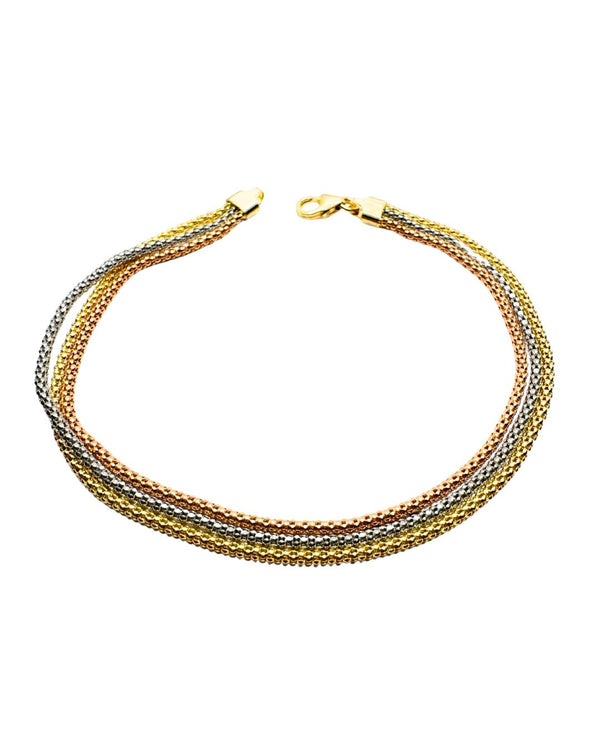 Bracciale 3 Ori in Oro 18 KT con Unica Chiusura in Diverse Grandezze