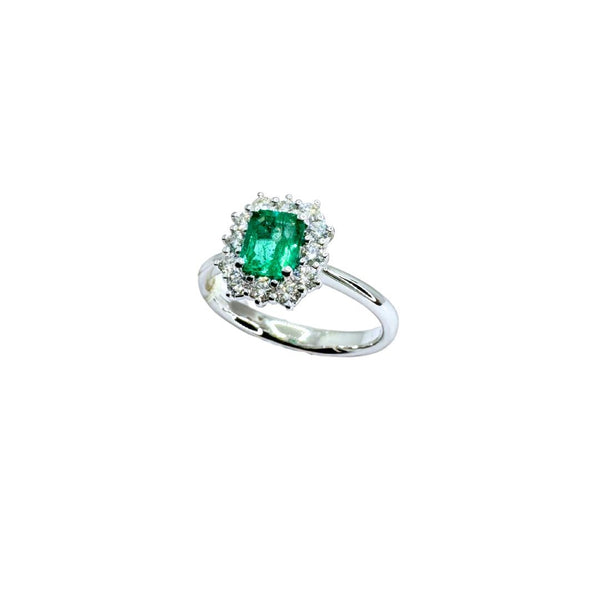 Anello Mirco Visconti in Oro Bianco con Smeraldo Taglio Ottagonale e Diamanti P12304