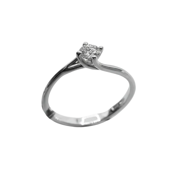 Davite&Delucchi Solitaire Ring in White Gold with a Central Diamond