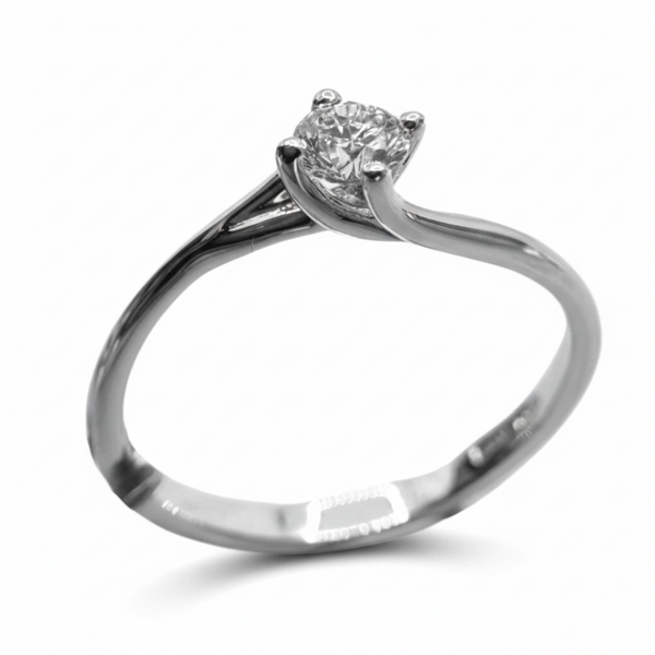 Anello Solitario Davite&Delucchi in Oro Bianco e Diamante Centrale