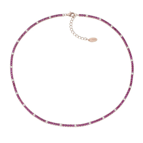 Collana Amen Tennis Rosè Con Zirconi Rossi E Bianchi CLT2RRB