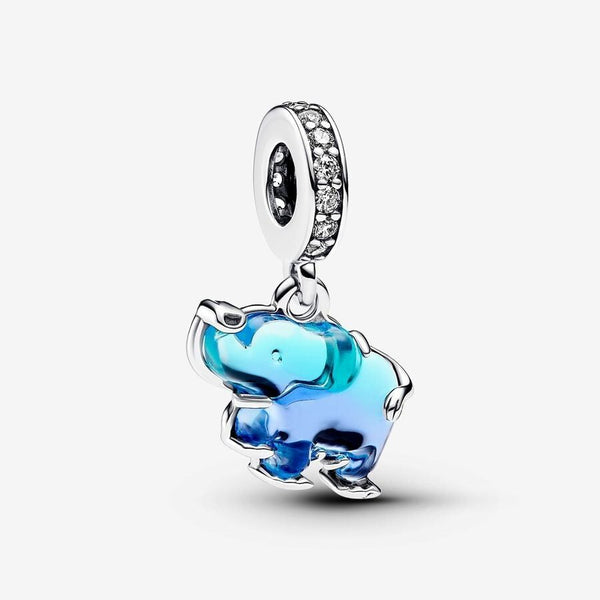 Charm Pandora Pendente Elefante Vetro Di Murano Blu 793339C01