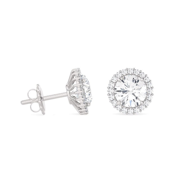 Orecchini Punti Luce con Contorno in Oro Bianco e Diamanti OR-22102-72