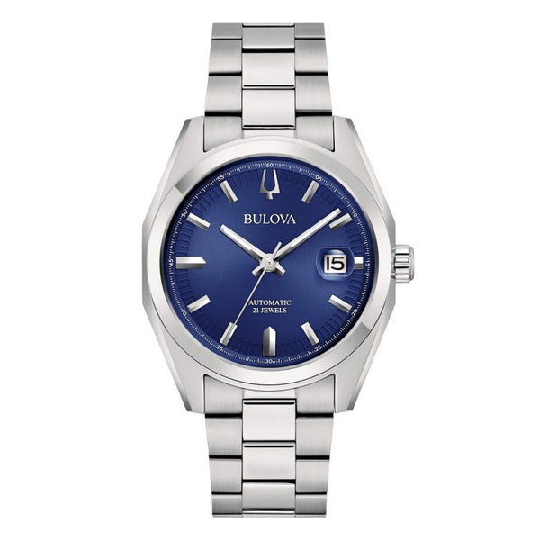 Reloj automático Bulova Surveyor de 39 mm con esfera azul para hombre