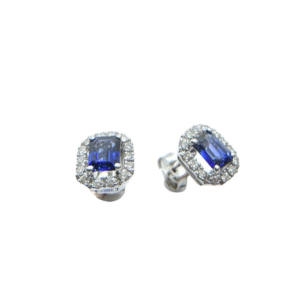 Pendientes Bibigì de oro blanco con zafiros de talla octogonal y diamantes