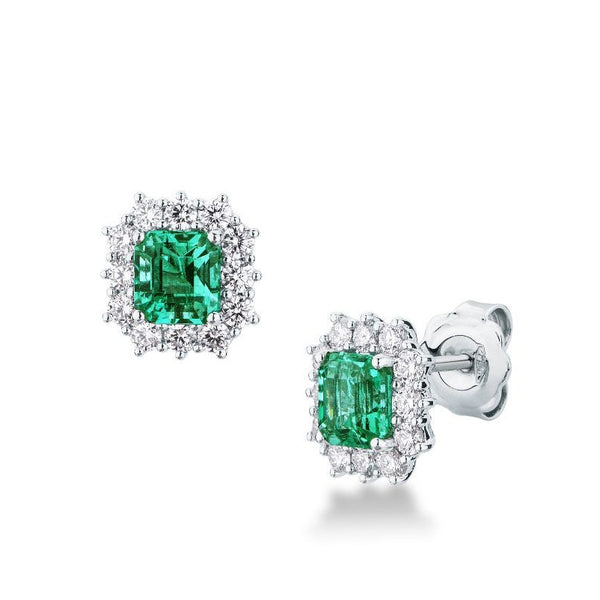 Orecchini Mirco Visconti con Smeraldi Taglio Ottagonale contornati da Diamanti Z685/SE