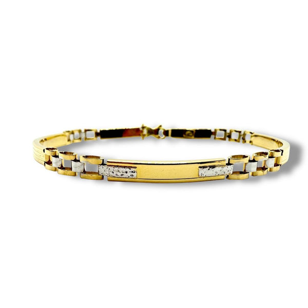 Bracciale da Uomo in Oro 18 KT Bianco e Giallo con Maglie Differenti BR136