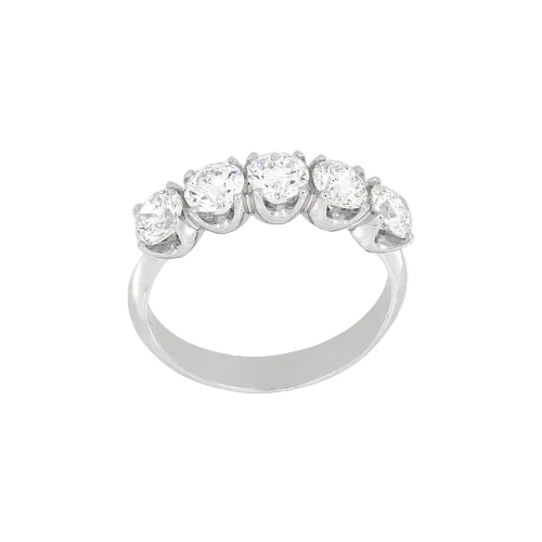 Anello Veretta a 5 Pietre Golay in Oro Bianco 18 kt con Diamanti Naturali ct. 1,50 AFP1513-E