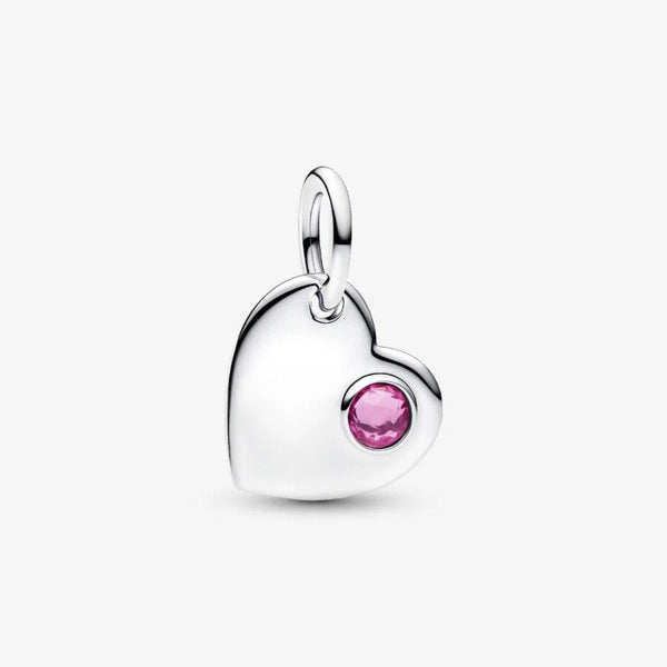 Charm Pandora Pendente Cuore Con Pietra Rosa Scuro Ottobre 794295C10