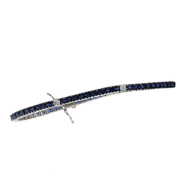 Bracciale Tennis Davite&Delucchi in Oro con Zaffiri e Diamanti Alternati -
