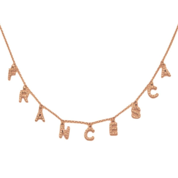 Collar Versari de plata rosa y circonitas con nombre