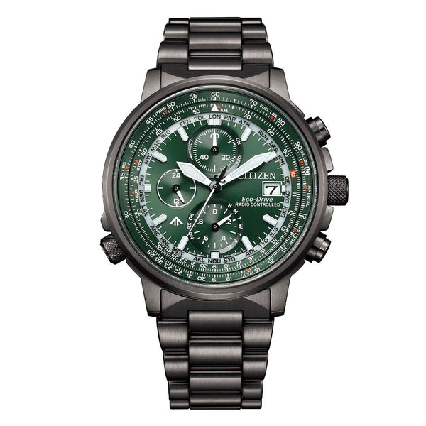 Orologio Citizen Crono Pilot Acciaio 41mm Quadrante Verde