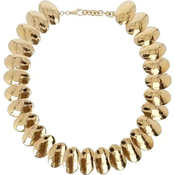 Etruscan Mirage Necklace with Oval Discs Plated in 18KT Yellow Gold