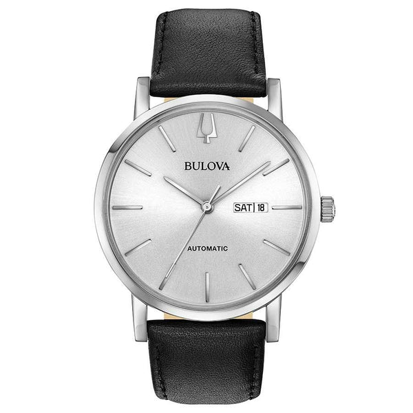 Reloj automático Bulova Clipper para hombre con esfera plateada
