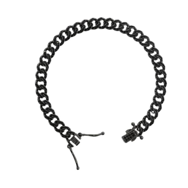 Bracciale Albert M. A Catena Grumetta Con Pavé Di Spinelli Neri WSOX00623.RT