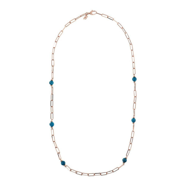 Bronzallure Chain Necklace with Oval Links and Blue Quartz