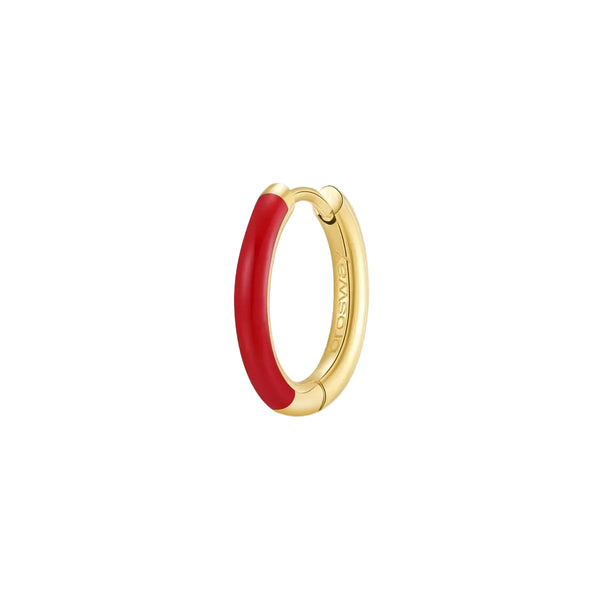 Brosway Symphonia Single Earring, Golden Hoop with Red Enamel