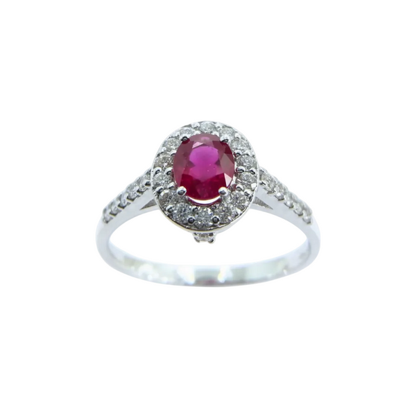 Davide & Delucchi White Gold Ring with Ruby and Diamonds