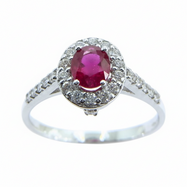 Anello Davide&Delucchi in Oro Bianco con Rubino e Diamanti