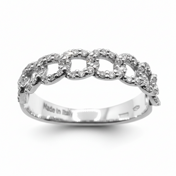 Anello Davite&Delucchi Groumette in Oro Bianco e Diamanti