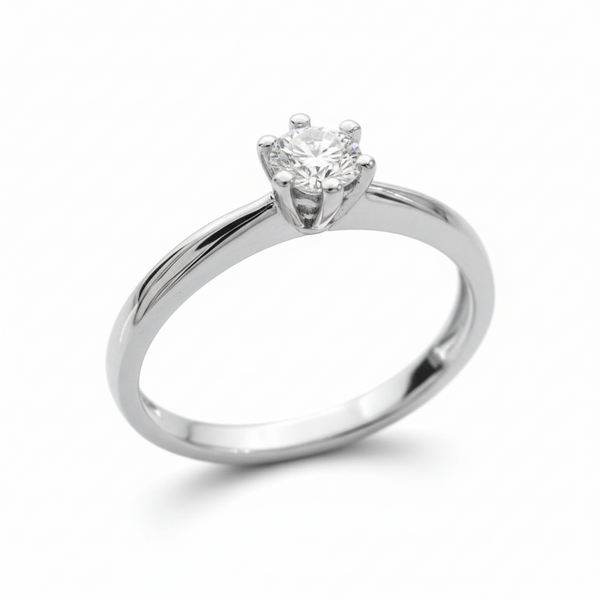 Anello Davite&Delucchi Solitario a 6 Griffe in Oro e Diamanti