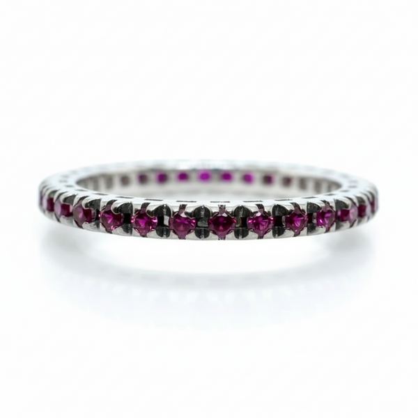 Anello Girodito Davite&Delucchi in Oro Bianco con Rubini Misura 12