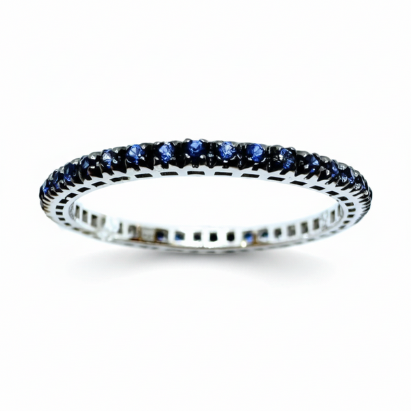 Anello girodito Davite&Delucchi in Oro Bianco con Zaffiri ct. 0,35 Misura 22