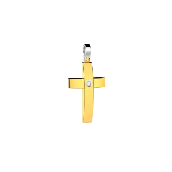 Croce Zancan Uomo in Oro Giallo e Bianco 18 KT con Diamante EPE104GB