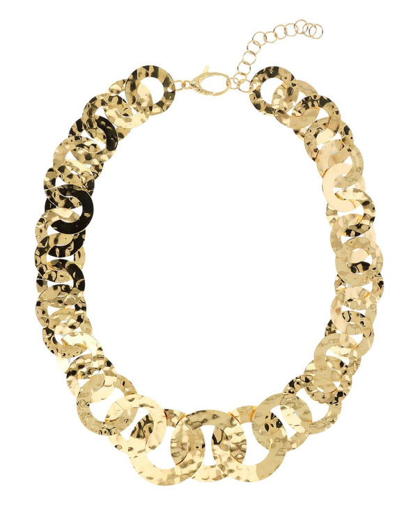 Collana Etrusca Graduata con Maglie a Disco Martellate WSET00860.YG