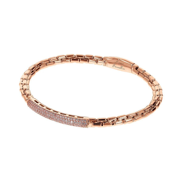 Bracciale Bronzallure Semirigido Maglia Veneziana Con Placchetta In Pavé Di Cubic Zirconia WSBZ02400.WR