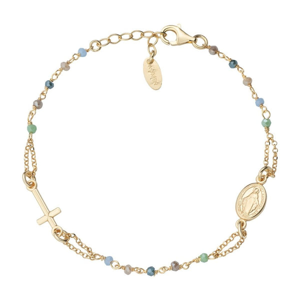 Bracciale Amen Rosario Dorato Cristalli Multicolor Pastello BRO25GMUV3