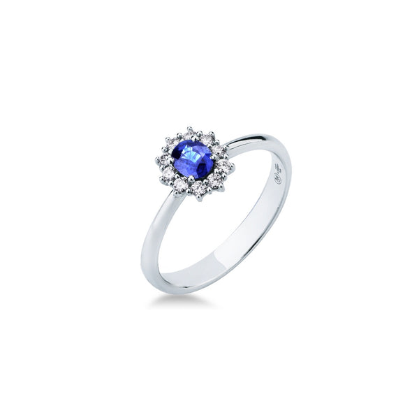 Anello Mirco Visconti con Zaffiro e Contorno di Diamanti Z681/A5Z