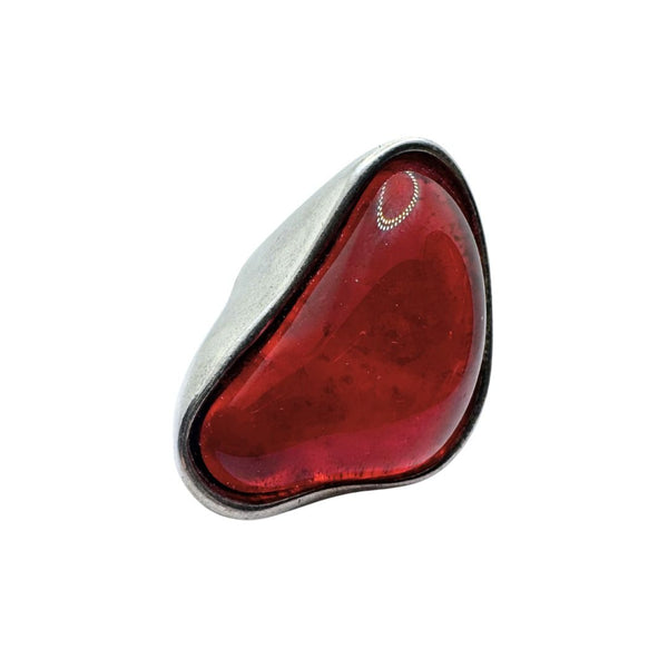 Ciclon Ring with Red Murano Glass