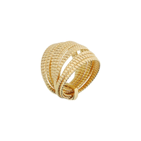 Anello Etrusca A Fascia Con Trama A Coste Multifilo