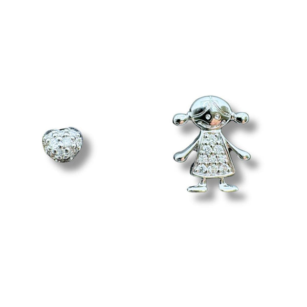Orecchini Iannelli Handmade Bimba Cuore in Oro Bianco e Diamanti 228187