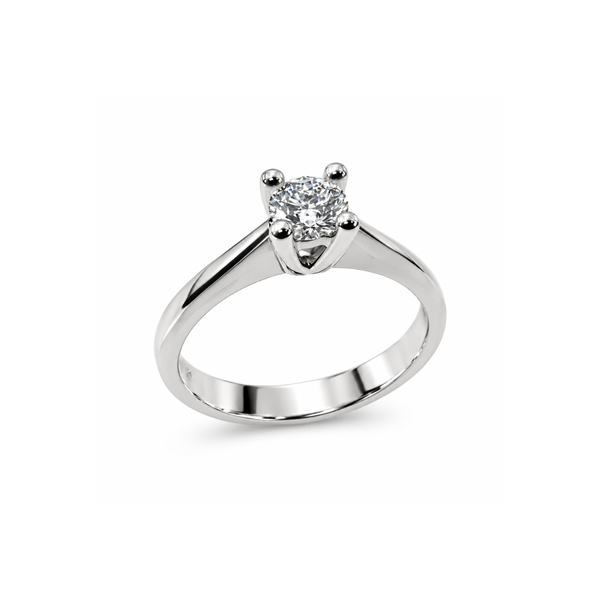 Anillo solitario Iannelli hecho a mano en oro blanco con diamante de talla Da Vinci