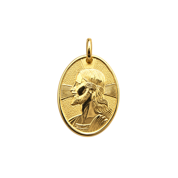 Colgante de medalla de Jesús en oro amarillo