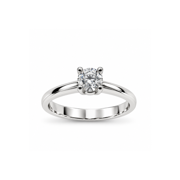 Anillo solitario de 4 puntas Iannelli hecho a mano en oro blanco con diamante central