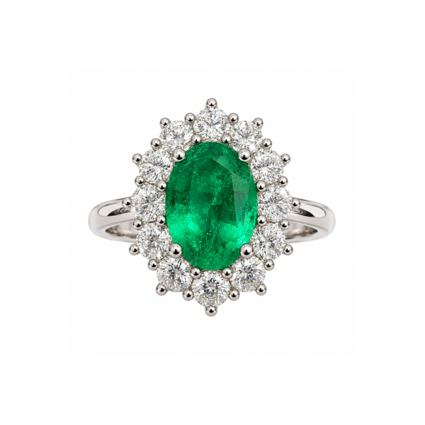 Mirco Visconti Ring with Oval Natural Emerald and Diamonds