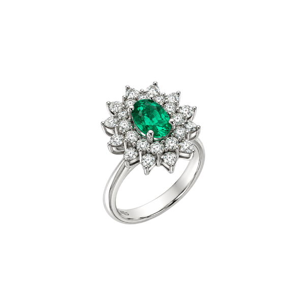 Anello Mirco Visconti con Smeraldo Naturale e Doppio Giro di Diamanti IE90/20S